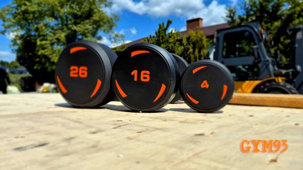 Zestaw hantli PREMIUM w PU do 50 kg co 2 kg pomarańcz