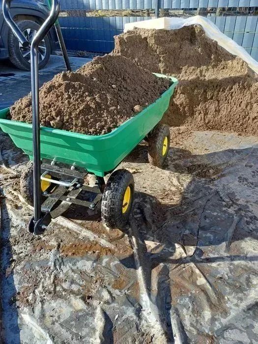 NOWY Wózek Transportowy 200kg / 75 litrów Ogrodowy Taczka Wywrotka Przyczepka Skrętna Z Uchwytem Metalowy Do Ogrodu Wożenia Piachu Dzieci Na Działkę