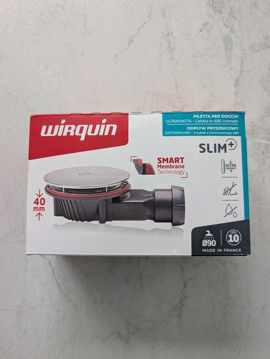 Syfon brodzikowy Wirquin 90mm ultra niski, nie używany (Łódź, Polesie) -20%