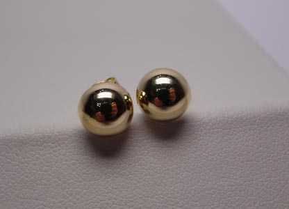 Złote kolczyki gładkie półkule 6 mm.