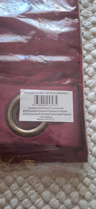 Cortina dupla bordeaux estado novo"Dupla Camada", com ilhós decorativos