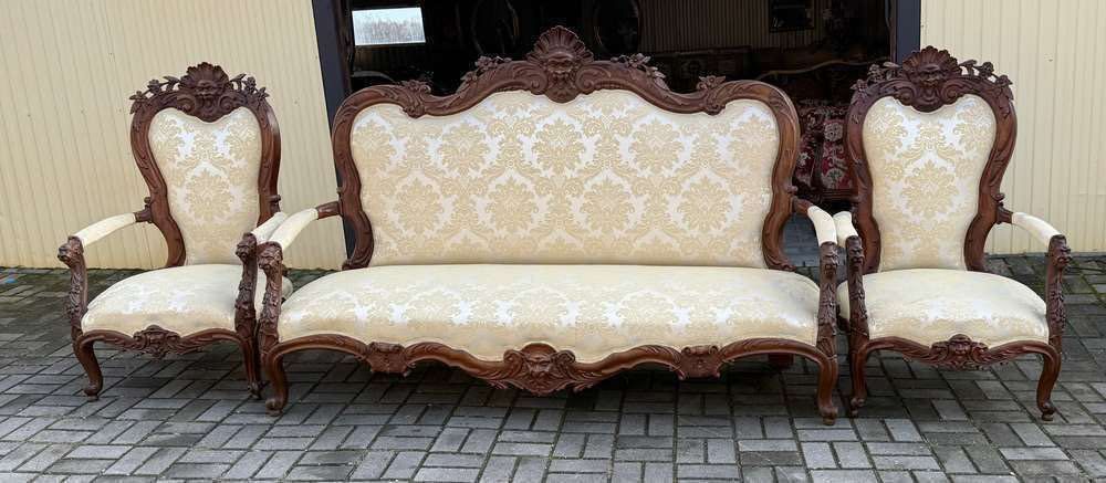 Rzeźbiony włoski komplet wypoczynkowy