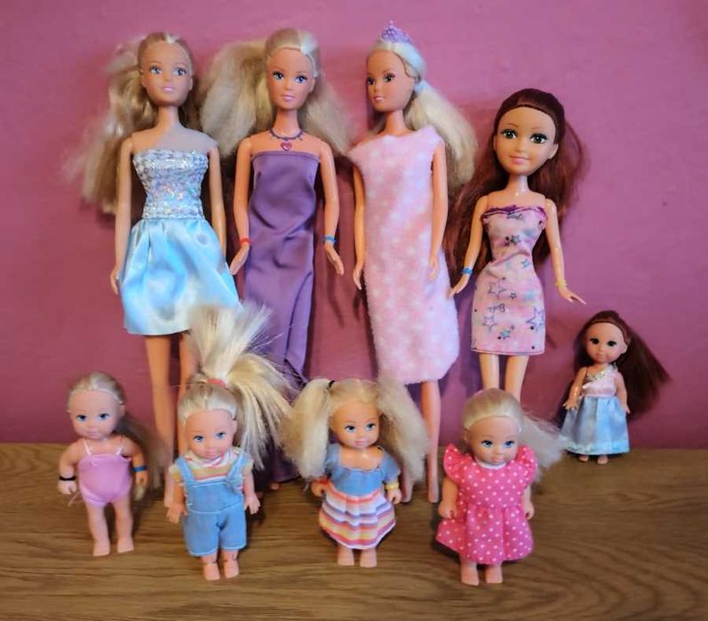 Zestaw lalek ala Barbie duże i dzieci 9 sztuk