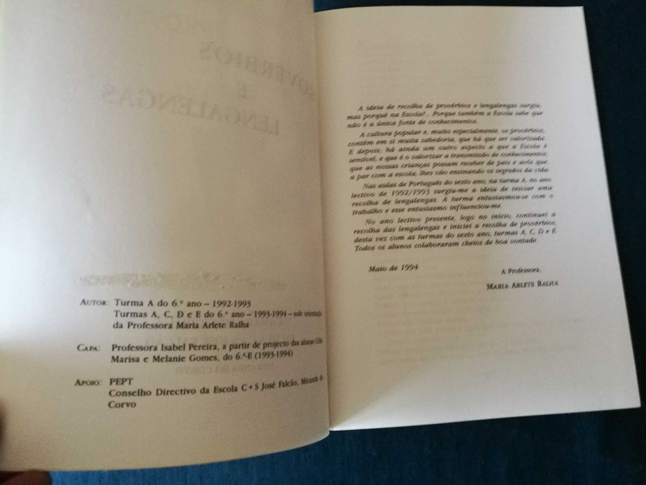 Provérbios e Lengalengas - Escola C + S Miranda do Corvo