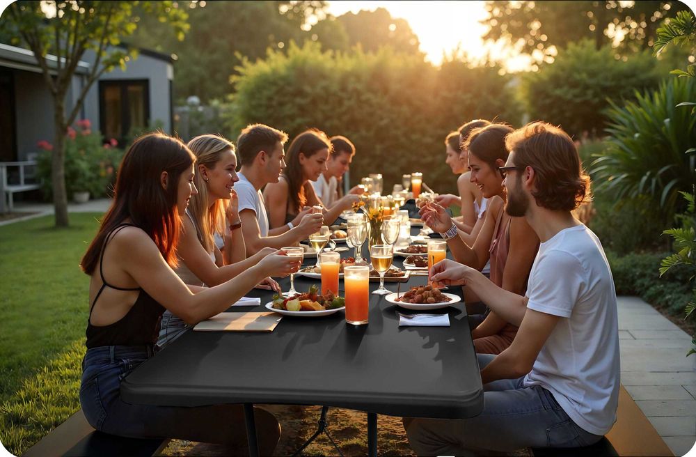 STÓŁ CATERINGOWY bankietowy ogrodowy składany 180 cm czarny - PROMOCJA