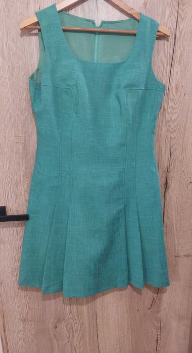 sukienka zielona vintage lata 60s 70s len fairycore oldmoney magic ladylike cozy