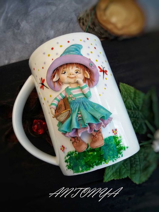 Чашка з декором Дівчинка ельф, чашка на подарунок
