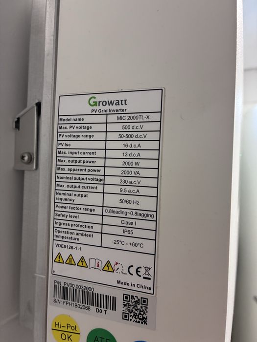 Inversor Monofasico Growatt 2000tl x