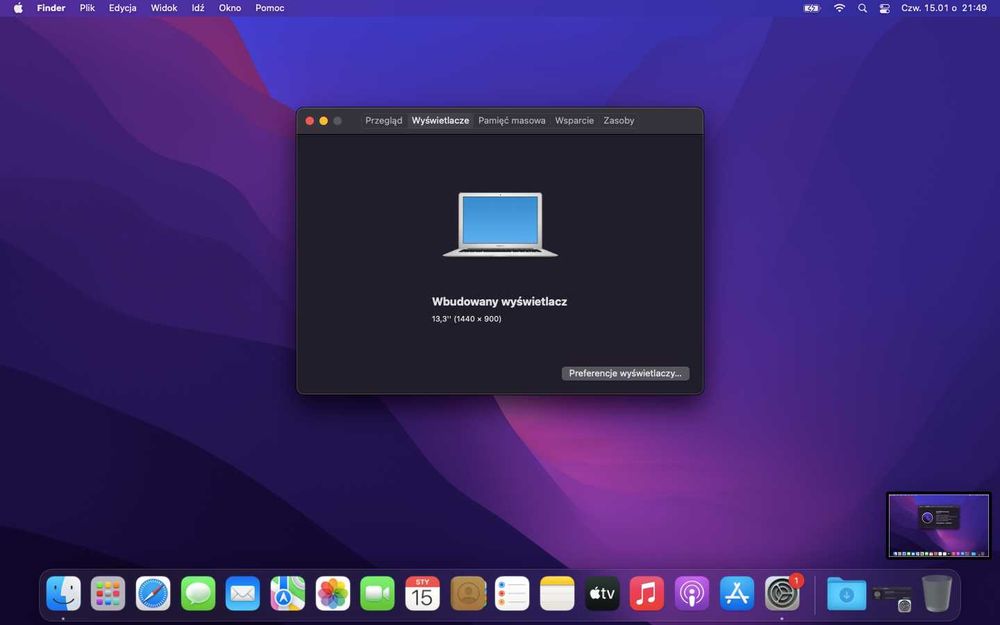 Macbook Air 2015 A1466, Core i5, 4GB DDR3, 128 GB HDD, Monterey