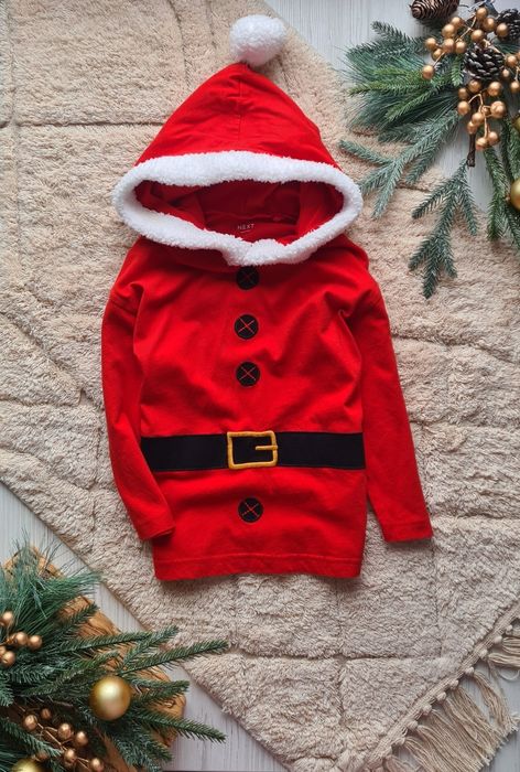 Новогодний свитер с оленем на 2-3 года, червоний с дідом морозом,санта