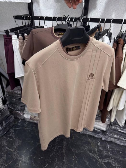 Футболка Loro Piana бежева чоловіча футболка лоро піана бежева
