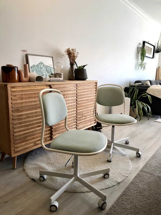 2 Office Chairs, Swivel, White/Mint Green (New, €120)64552295637122121