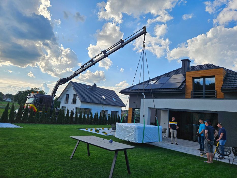 Usługi transportowe HDS transport maszyn kontener laweta dźwig TANIO