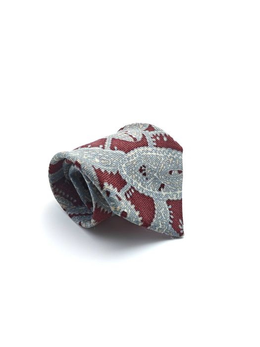 Wełniany czerwony krawat paisley szeroki vintage ax36