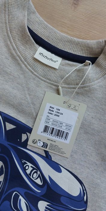 Nowa Bluza dresowa 104 Minymo z nadrukiem samochodu
