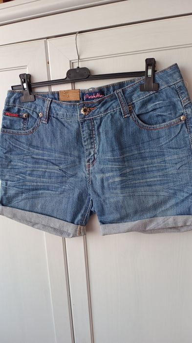 Jeansowe spodenki z mankietami xl
