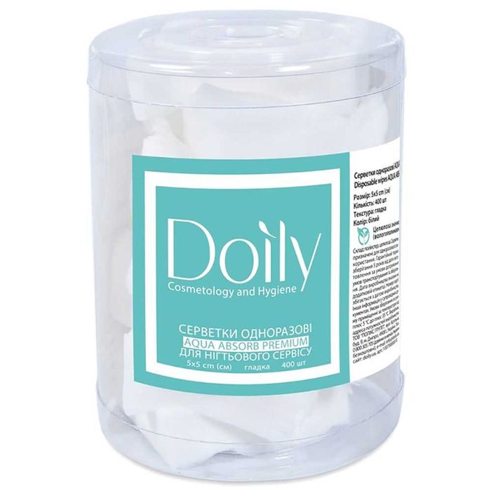 Серветки 6х6 см Doily (400 шт. у тубусі) зі спанбонду колір: білі