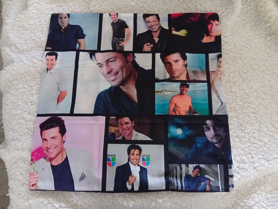 Fronha nova, com fotos de rapazes