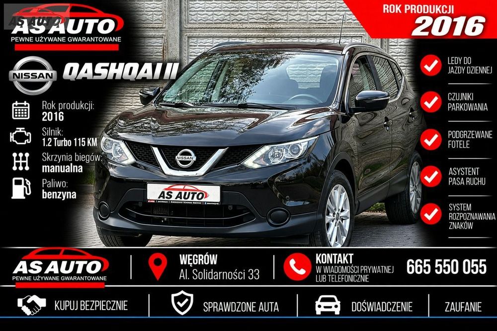 Nissan Qashqai 1,2T 115KM Tekna/PDC/Pod.Fotele/Klima/Alu/Tempomat/Serwis