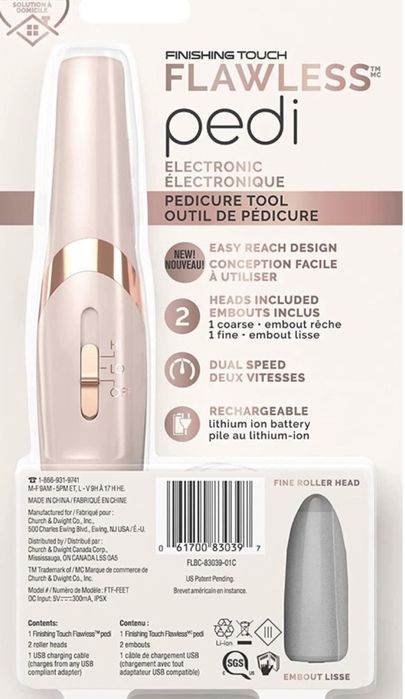 Пемза для ніг Апарат для педикюру flawless pedi дві насадки для пяток