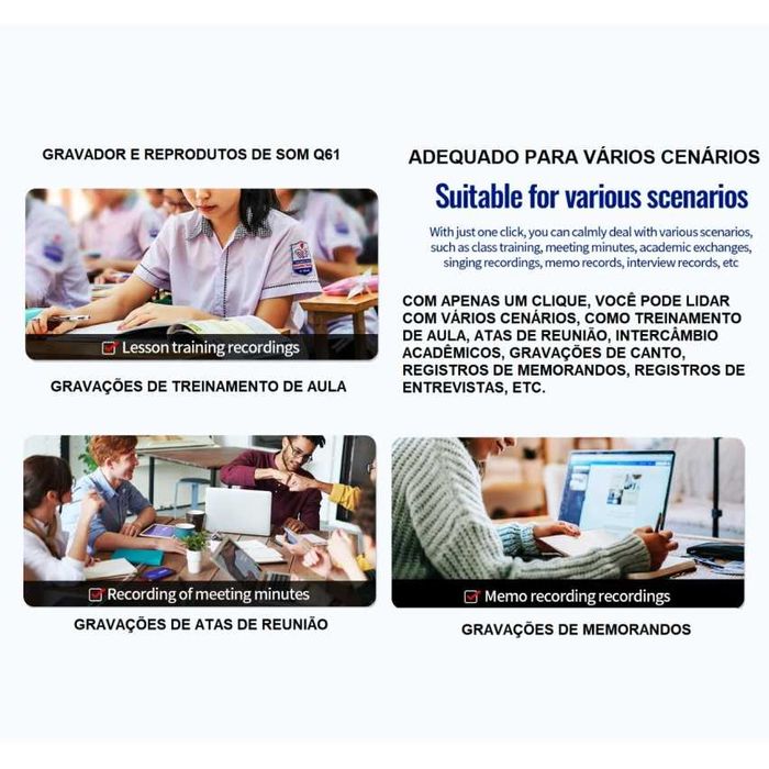 GRAVADOR 8 GB MULTIFUNCIONAL COM CANCELAMENTO DE RUÍDO INTELIGENTE