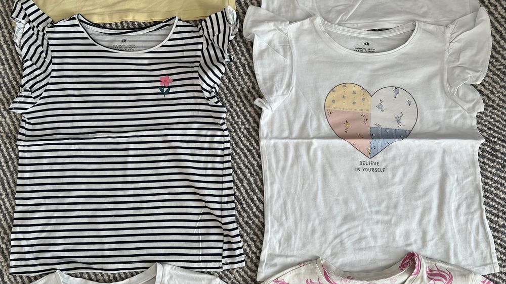 Koszulki z krótkim rękawem HM (x 13) i inne zestaw 19 szt. rozmiar 134