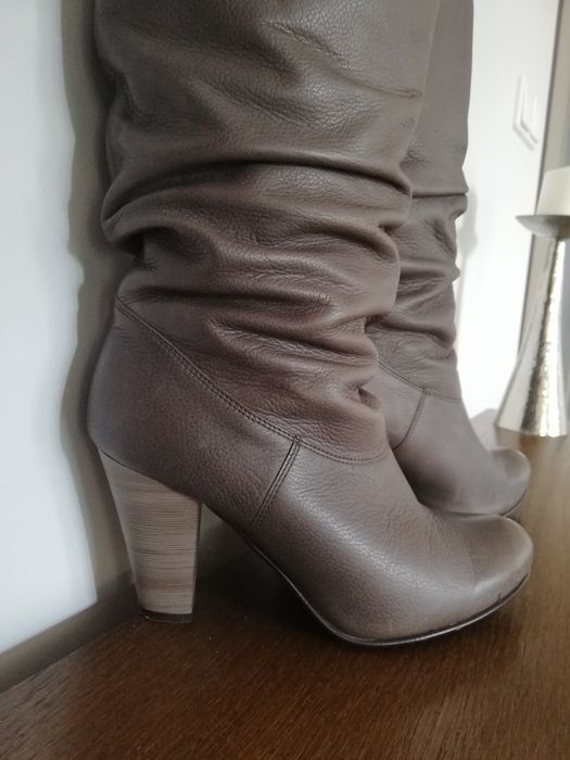 kozaki damskie 38 skóra naturalna fango taupe