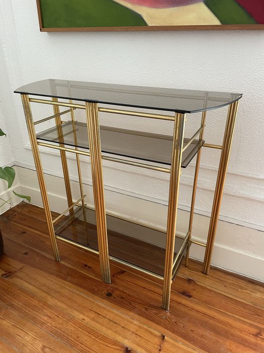 URGENTE (mudança)- Consola de vidro e metal dourado vintage