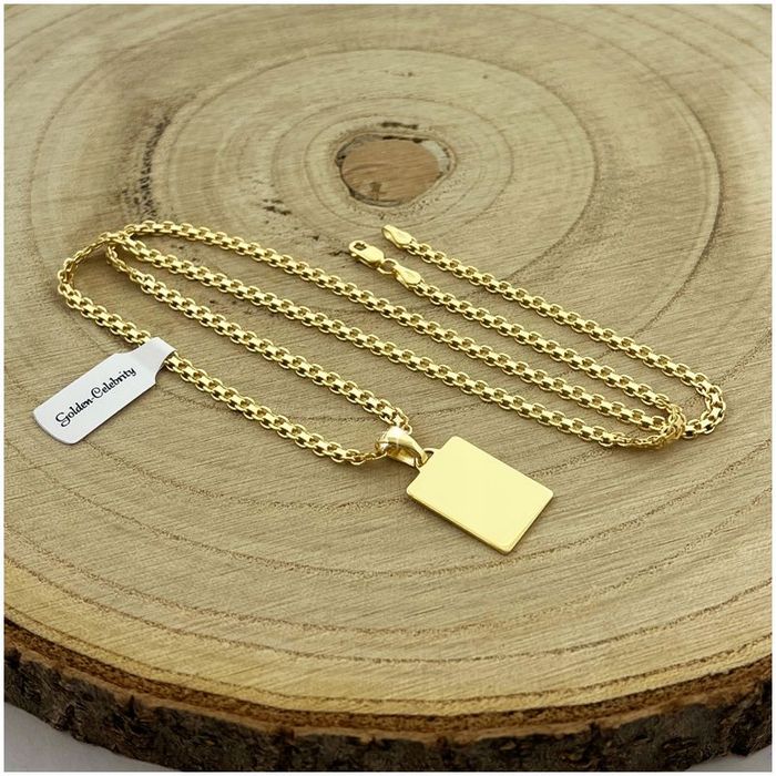 Złoty Łańcuszek Bismark Nieśmiertelnik Z Grawerem 925/585 Prezent 55cm