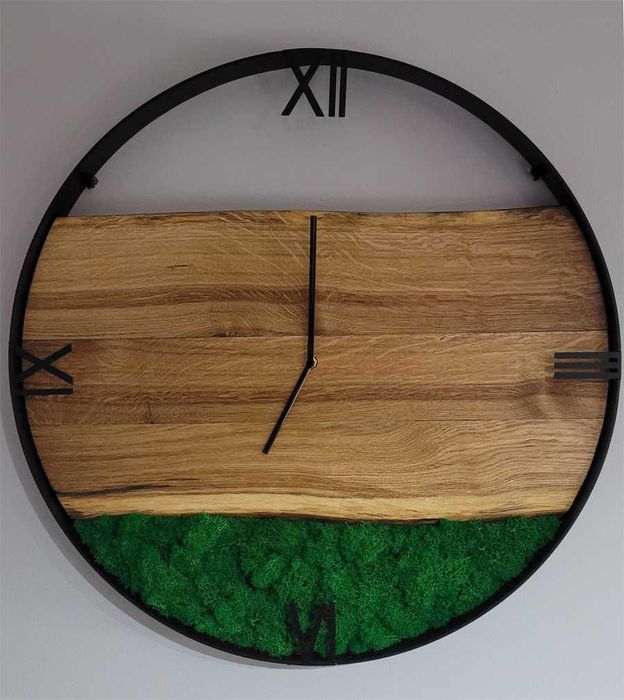 Zegar 60cm ścienny Loft, Industrial, Chrobotek. Rękodzieło, Prezent