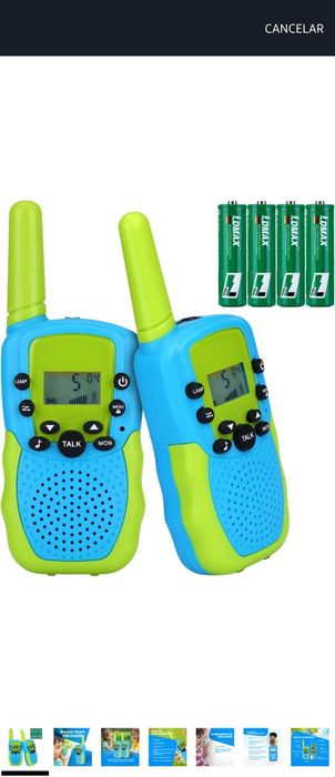 Walkie Talkies NK Criança – Azul/Verde, Recarregáveis, 3 km Alcance