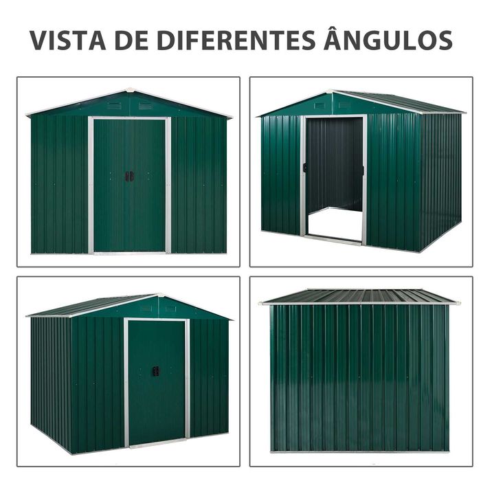 Abrigo Jardim Metal 4,1m² Verde 236x174x190 cm – Entrega Grátis