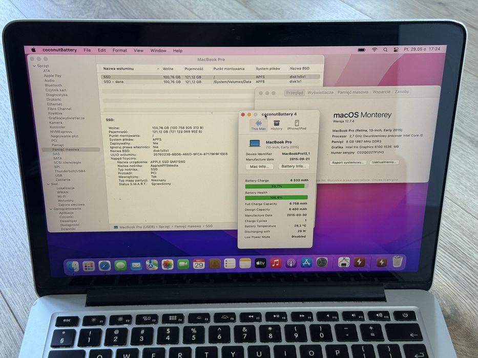 Macbook pro 13 2015 i5/8/128 a1502