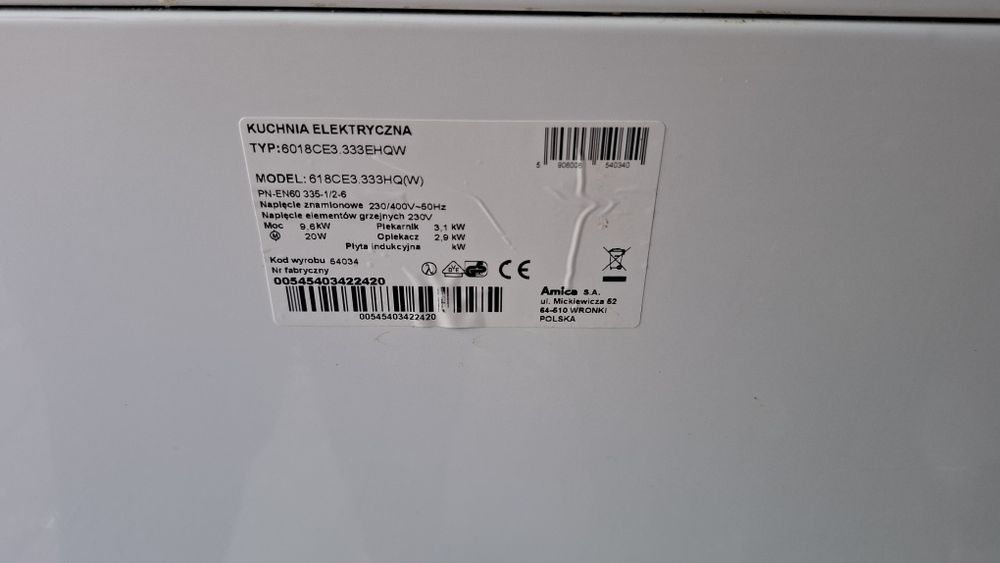 Kuchenka elektryczna Amica "na siłę"