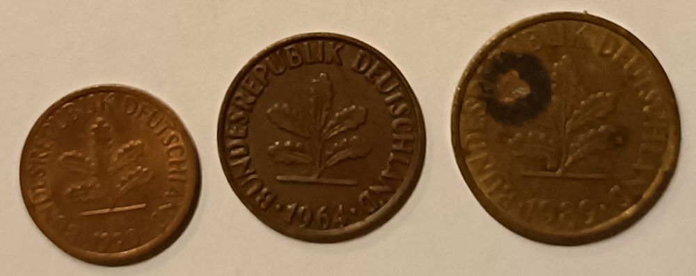 Moedas e Nota Europa. ALEMANHA. Marco