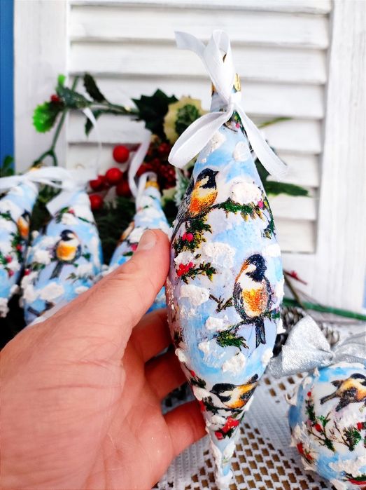 Bombki z ptaszkami sople zestaw