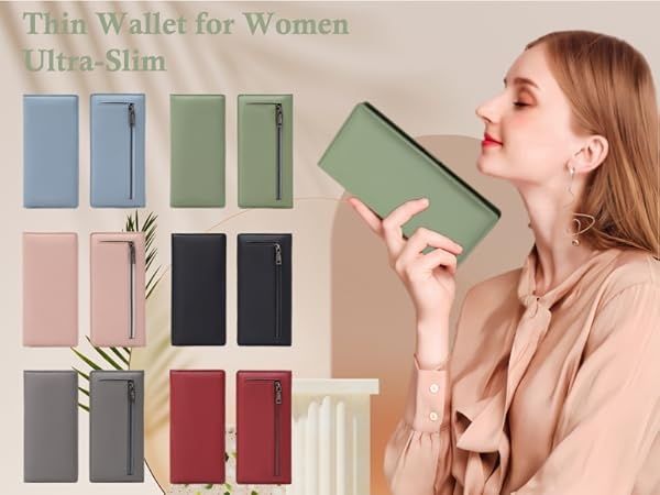 Portfel damski na prezent Slim skóra ekologiczna na karty BLOKADA RFID