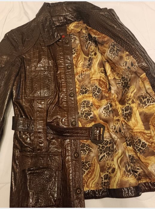 Эффектный кожаный тренч «Крокодил» натуральная кожа, S/M Made in Turkey- Italy
