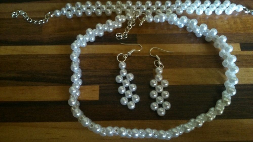 Ślubna biżuteria z koralików 25 zł. Komplet.