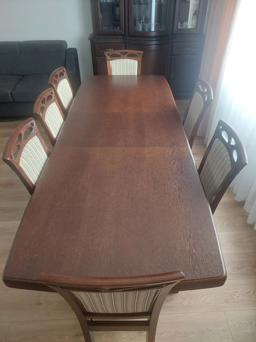 Komplet mebli do jadalni/salonu – stół + 10 krzeseł + ława + kredens Diana