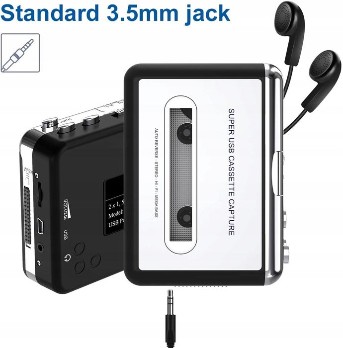 Walkman, Odtwarzacz Kasetowy, Kaset, Przenośny RETRO Konwerter + Słuchawki