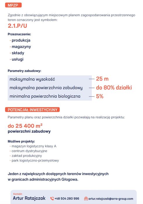Działka inwestycyjna GŁOGOW LSSE | 3.1733 ha | PRODUKCJA / MAGAZYN | 80% ZABUDOWY | DK12/S3 - Widok 2