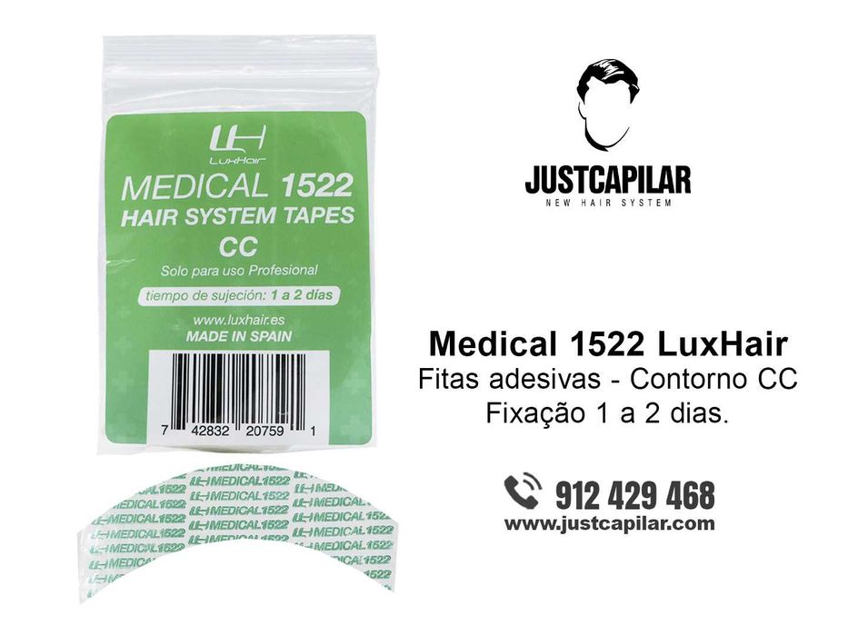 Medical 1522 LuxHair Fitas Adesivas - Contorno CC - Fixação 1 a 2 dias - Próteses Capilares HD Premium | Justcapilar - Lisboa e Aveiro