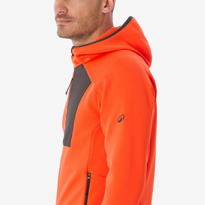 Casaco polar de caminhada na montanha homem MH500 fecho vermelho