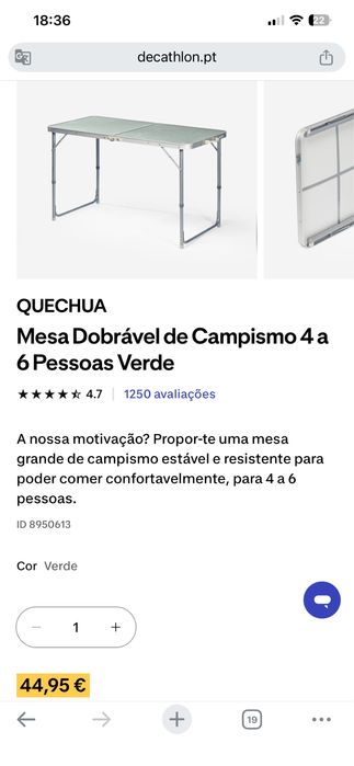 QUECHUA Mesa Dobrável de Campismo 4 a 6 Pessoas Verde