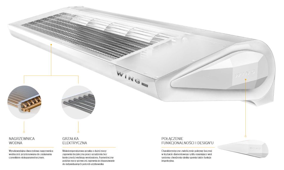 VTS WING W150 AC 10-32 kW Kurtyna powietrzna z wymiennikiem wodnym