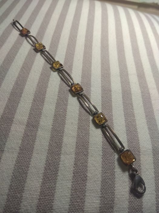 Srebro i Bursztyny, elegancka bransoletka