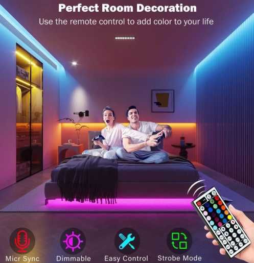 Taśma Led RGB z pilotem Luces Led Room Light Elastyczna wstążka USB