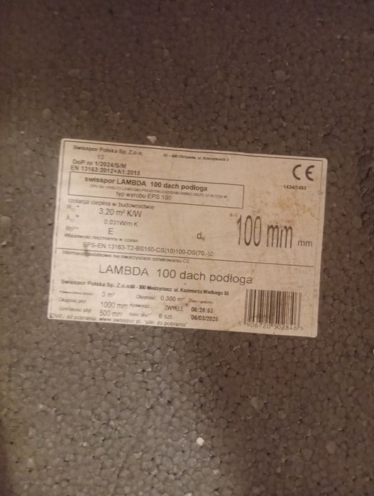 Styropian swisspor lambda 0.31 eps100 dach podłoga 9m2