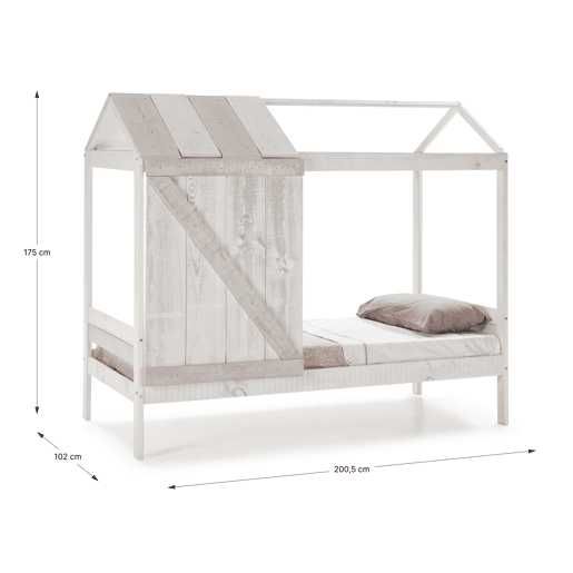 Cama tipo cabana ELIOT 90cm branco cinza claro e cinza escuro